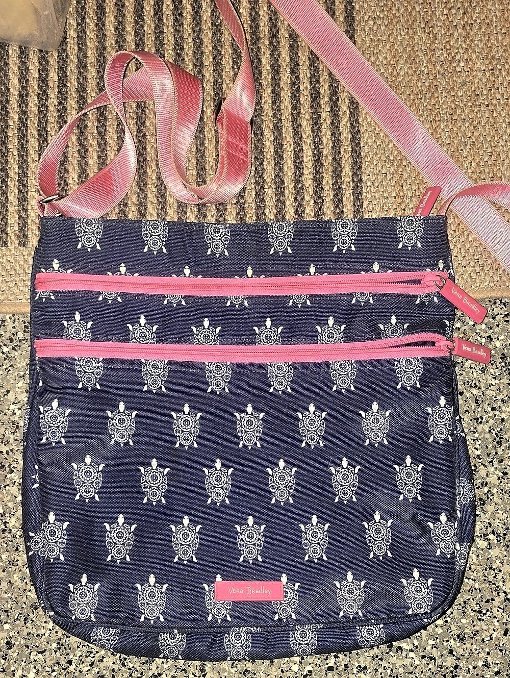 Vera Bradley Triple Zip Hipster Crossbody Bag in Blue & Pink